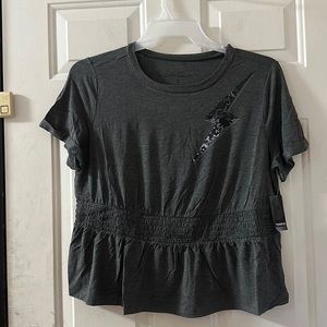 TORRID LOVESICK ICON SMOCKED WAIST TEE: GRAY: NEW WITH TAGS: SIZE 0 (L)